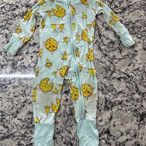 Little Sleepies Blue Pizza Print Zippie Size 3-6 Month